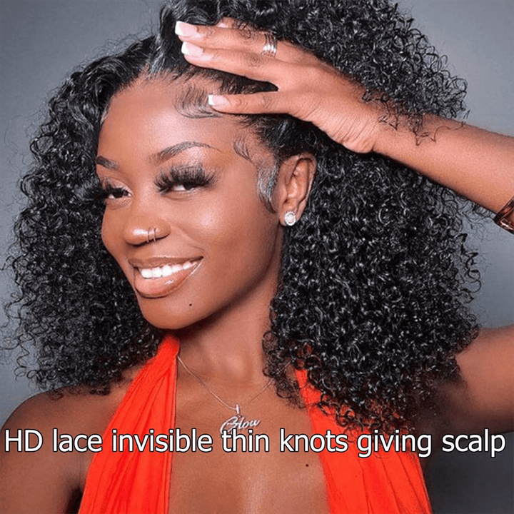 Msgem 5x5 Glueless Wig Burmese Kinky Curly Lace Frontal Human Hair Wigs Pre - Bleached Knots - Msgem Hair