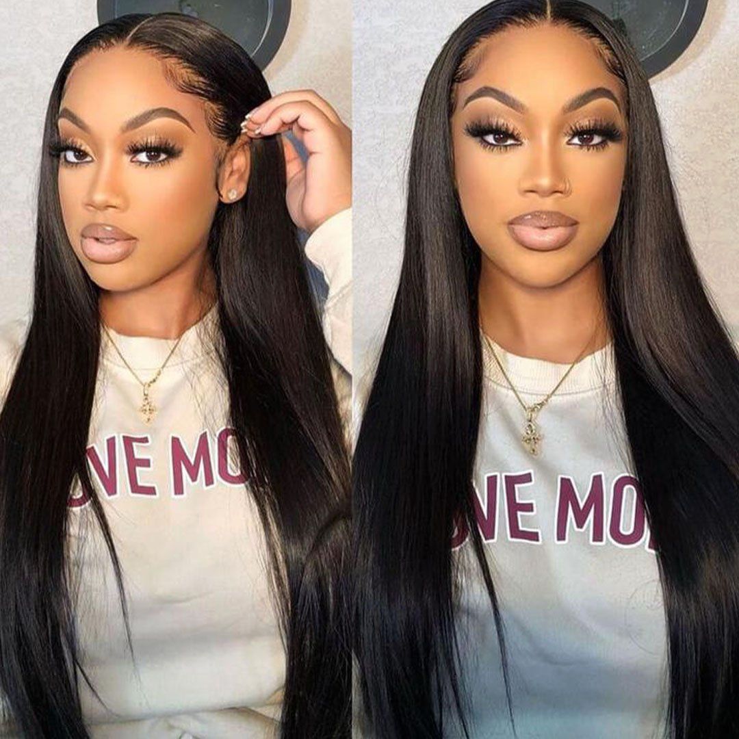 Msgem 5x5 Lace Closure Wigs Brazilian Straight Human Hair Wigs 250% Density