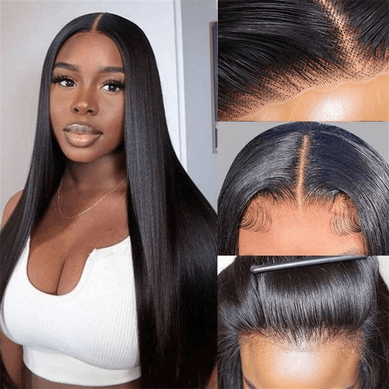 Msgem 5x5 Lace Closure Wigs Brazilian Straight Human Hair Wigs 250% Density - Mei Jin Hair