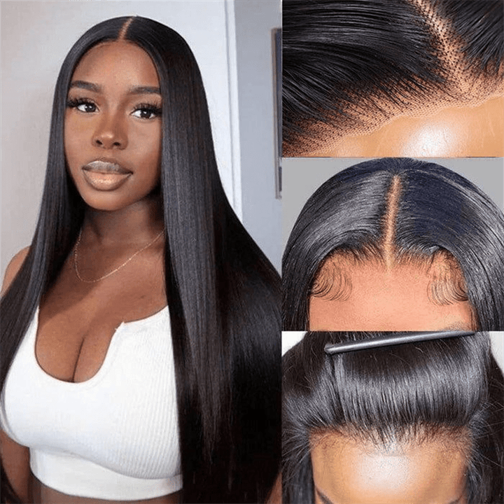 Msgem 5x5 Lace Closure Wigs Brazilian Straight Human Hair Wigs 250% Density - Mei Jin Hair