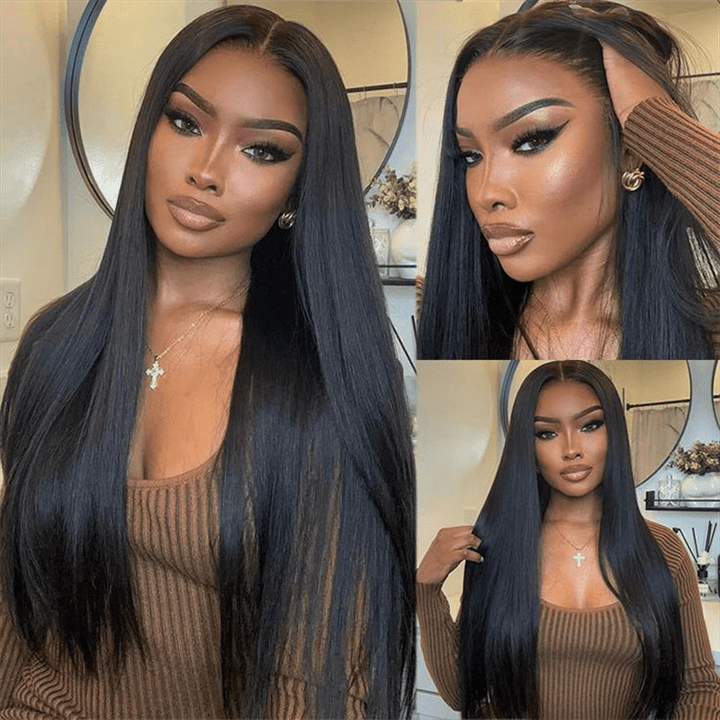 Msgem 5x5 Lace Closure Wigs Brazilian Straight Human Hair Wigs 250% Density - Mei Jin Hair
