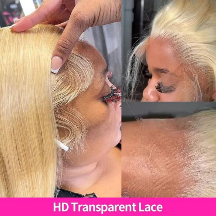 Msgem 613 Blonde 13x4 Full Lace Front Wig HD Transparent Body Wave Human Hair Wigs 210% Pre - Plucked Natural Hairline - Msgem Hair