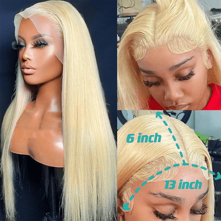 Msgem 613 Blonde 13x6 Full Frontal Lace Wig Straight Human Hair Wigs 250% - Mei Jin Hair