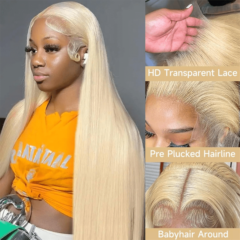Msgem 613 Blonde 13x6 Full Frontal Lace Wig Straight Human Hair Wigs 250% - Mei Jin Hair