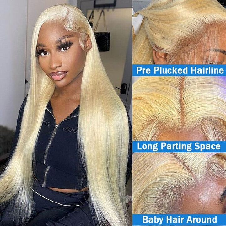 Msgem 613 Blonde 13x6 Lace Front Wigs Straight Human Hair Transparent Lace Wig 250% - Msgem Hair