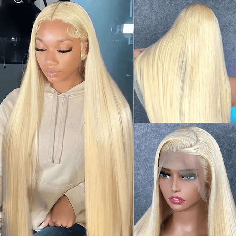 Msgem 613 Blonde 13x6 Lace Front Wigs Straight Human Hair Transparent Lace Wig 250% - Msgem Hair