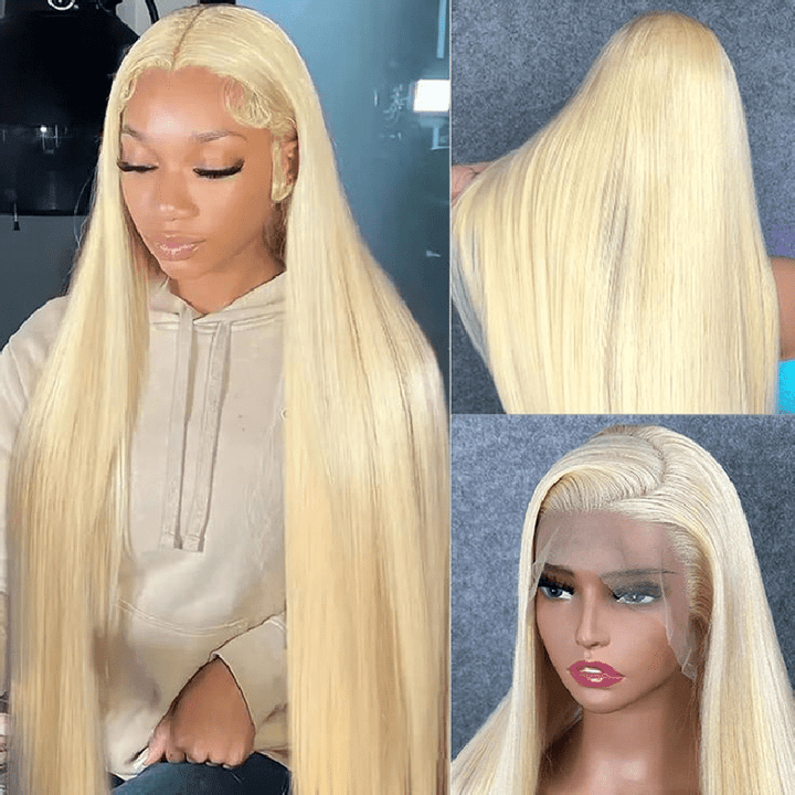 Msgem 613 Blonde 13x6 Lace Front Wigs Straight Human Hair Transparent Lace Wig 250% - Msgem Hair