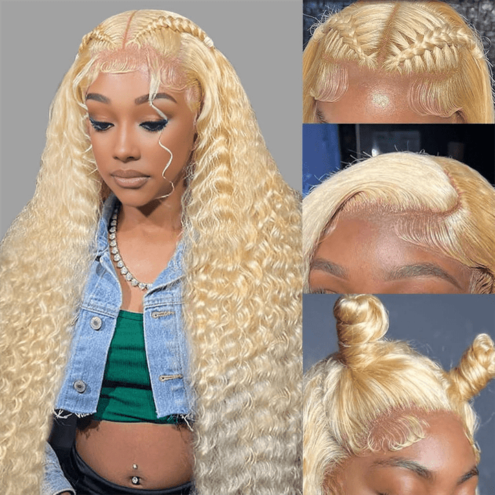 Msgem 613 Blonde 13x6 Lace Front Wigs Water Wave Human Hair Transparent Lace Wig - Msgem Hair