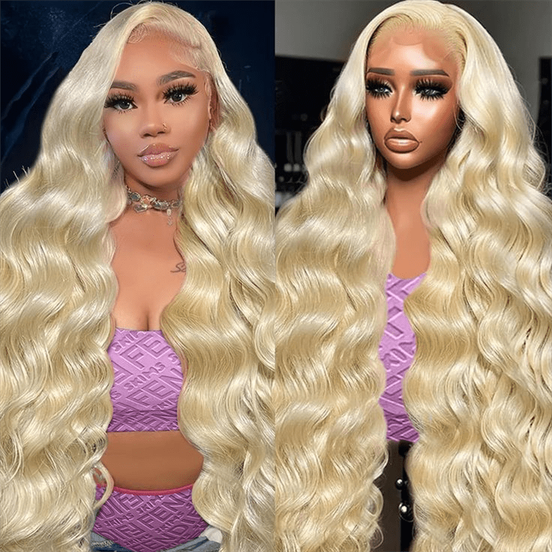 Msgem 613 Blonde Body Wave Human Hair Wig 13x6 HD Transparent Lace Frontal Wigs 250% - Mei Jin Hair