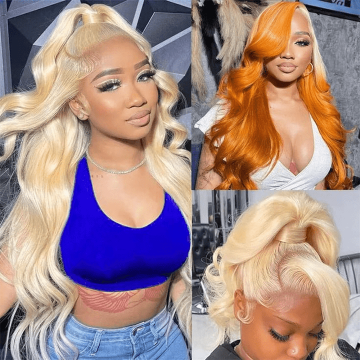 Msgem 613 Blonde Body Wave Human Hair Wig 13x6 HD Transparent Lace Frontal Wigs 250% - Mei Jin Hair