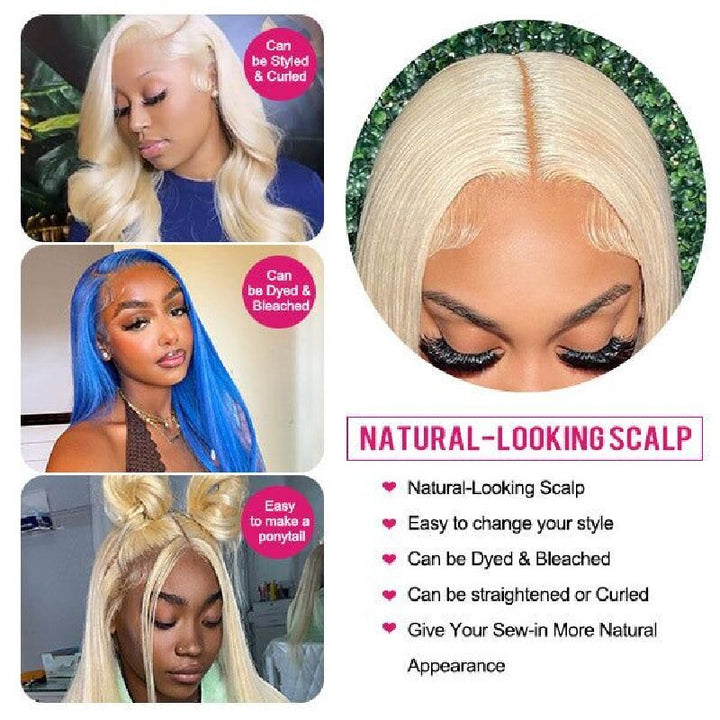 Msgem 613 Blonde Glueless Wig Straight Human Hair 5x5 Lace Closure Wigs Bleacked Knots - Msgem Hair