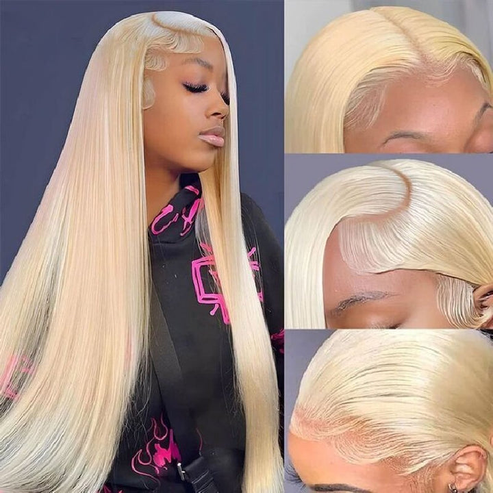 Msgem 613 Blonde Glueless Wig Straight Human Hair 5x5 Lace Closure Wigs Bleacked Knots - Msgem Hair