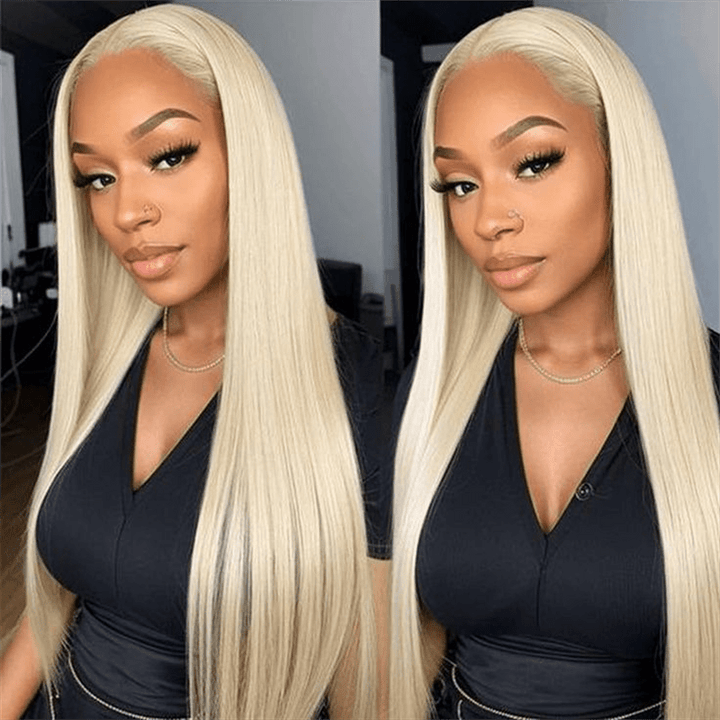 Msgem 613 Blonde Glueless Wig Straight Human Hair 5x5 Lace Closure Wigs Bleacked Knots - Msgem Hair