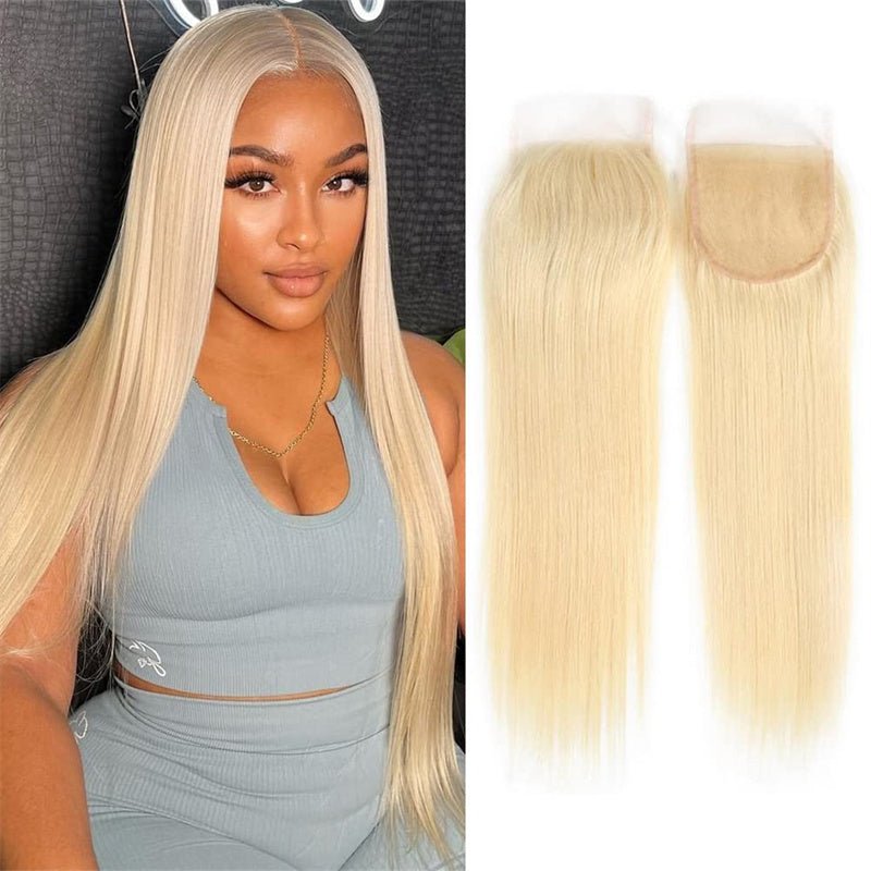 Msgem 613 Blonde Lace Closure Straight Human Hair 4x4 HD Lace Closure Pre Plucked - Msgem Hair