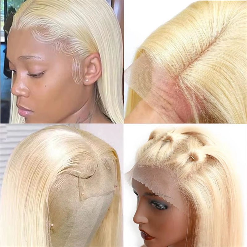 Msgem 613 Blonde Short Bob Wigs Straight Human Hair 13x4 Lace Front Bob Wigs For Women