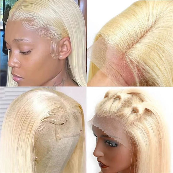 Msgem 613 Blonde Short Bob Wigs Straight Human Hair 13x4 Lace Front Bob Wigs For Women