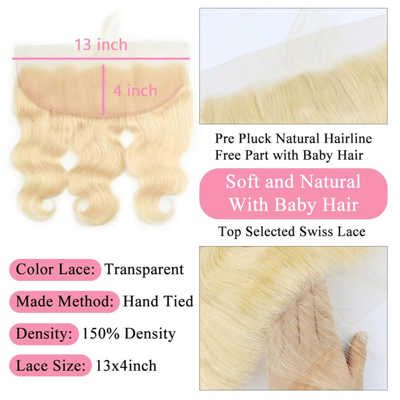 Msgem 613 Blonde Virgin Hair Body Wave 3 Bundles With 13x4 Lace Frontal Closure - Msgem Hair