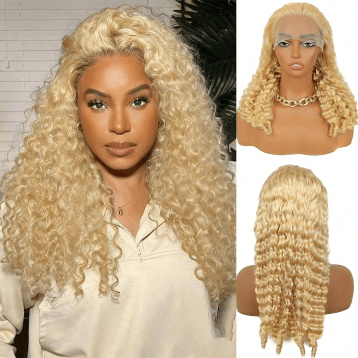 Msgem 613 Blonde Wig Burmese Curly 13x6 Lace Front Wigs Human Hair - Msgem Hair