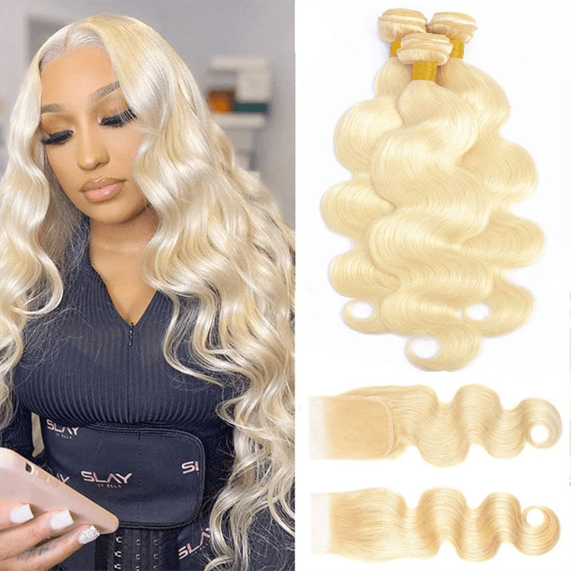 Msgem 613 Body Wave Virgin Human Hair 3 Bundles With 4x4 Lace Closure - Msgem Hair