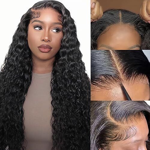 Msgem 7x5 Glueless Wig Human Hair Wear&go Golden Ratio Lace Size Pre-bleached Knots Deep Wave Wigs for Black Women