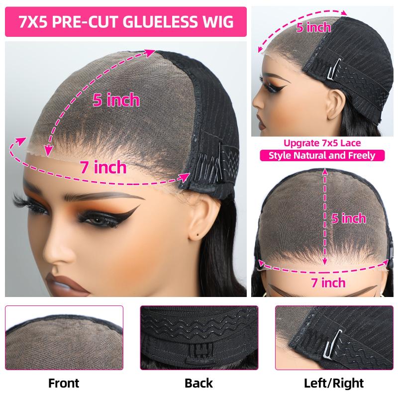 Msgem 7x5 Glueless Wigs Body Wave Human Hair Wigs HD Transparent Lace P1B/27 Colored Wig - Msgem Hair