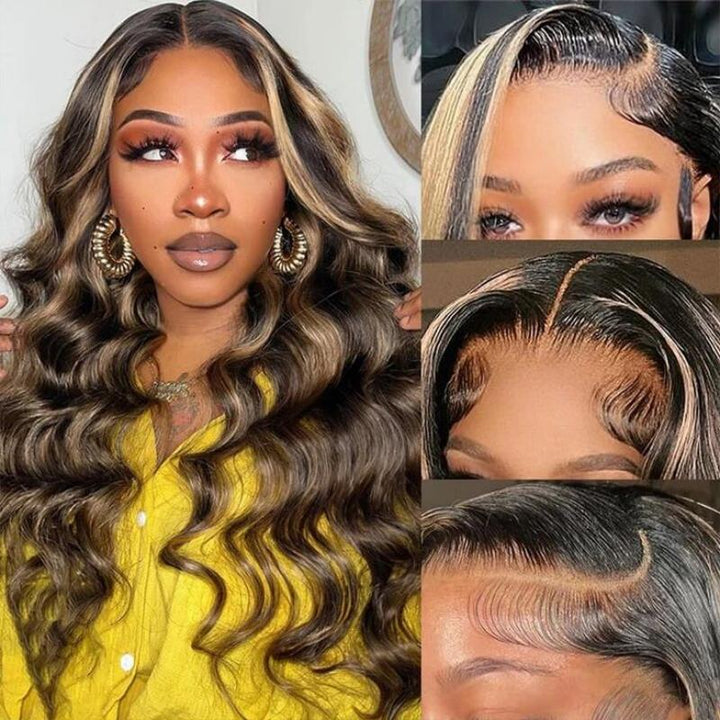 Msgem 7x5 Glueless Wigs Body Wave Human Hair Wigs HD Transparent Lace P1B/27 Colored Wig - Msgem Hair