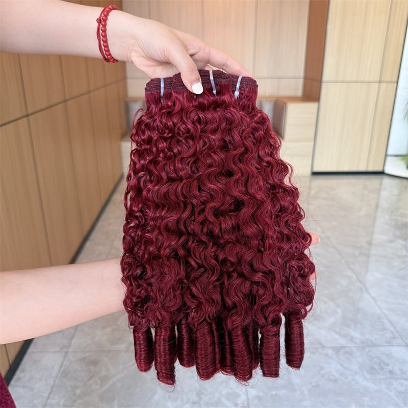 Msgem 99J Burgundy Burmese Curly Hair Bundles 100% Original Virgin Hair Extensions - Msgem Hair