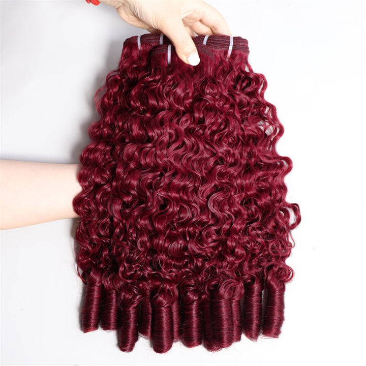 Msgem 99J Burgundy Burmese Curly Hair Bundles 100% Original Virgin Hair Extensions - Msgem Hair