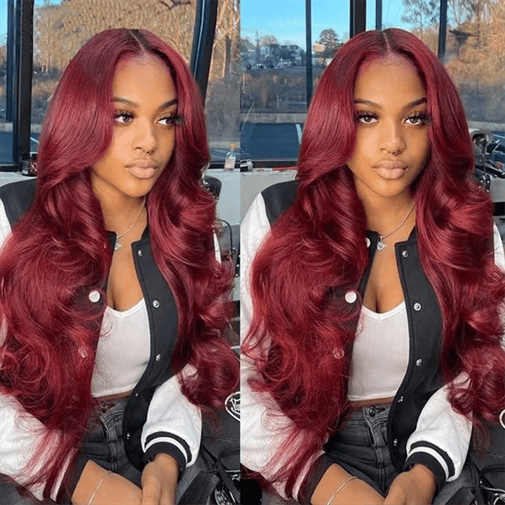 Msgem 99J Glueless Wig Body Wave 7x5 Lace Closure Human Hair Wig Pre - Bleached Knots - Msgem Hair