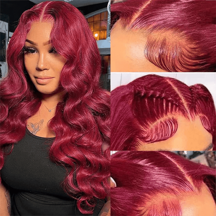 Msgem 99J Glueless Wig Body Wave 7x5 Lace Closure Human Hair Wig Pre - Bleached Knots - Msgem Hair