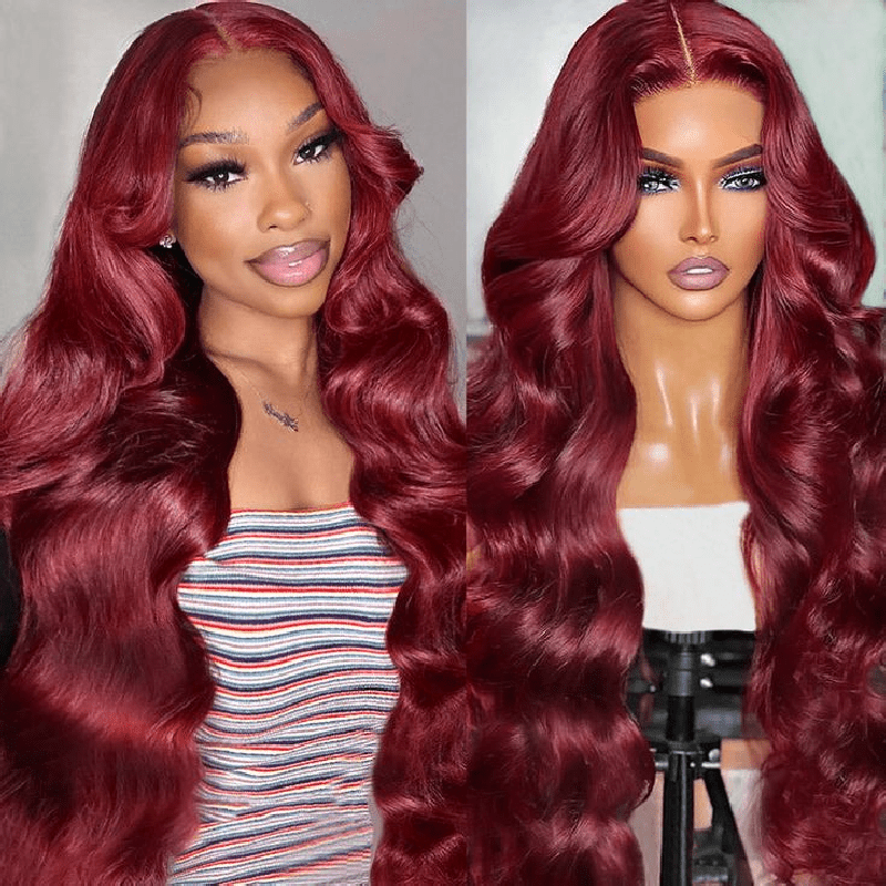 Msgem 99J Glueless Wig Human Hair 7x5 Lace Closure Pre - bleached Knots Body Wave for Black Women - Msgem Hair