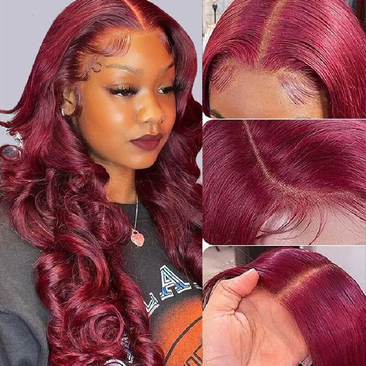 Msgem 99J Glueless Wig Human Hair 7x5 Lace Closure Pre - bleached Knots Body Wave for Black Women - Msgem Hair