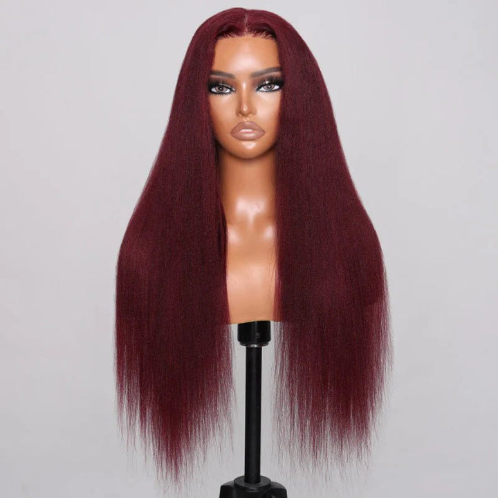 Msgem 99J Kinky Straight 13x6 Transparent Lace Frontal Wig For Black Women 180% Density - Msgem Hair