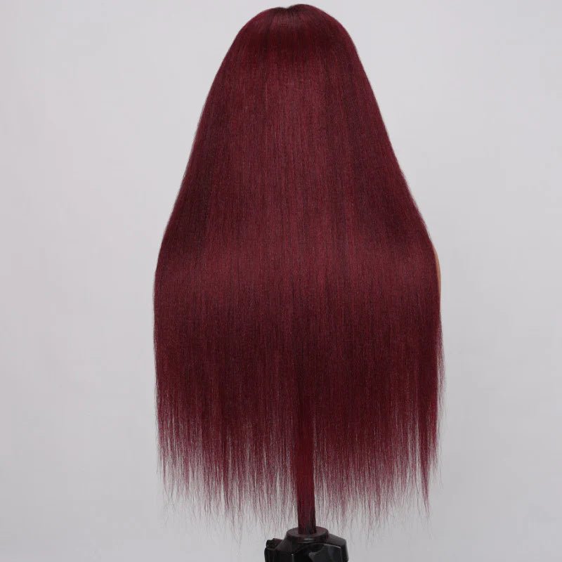 Msgem 99J Kinky Straight 13x6 Transparent Lace Frontal Wig For Black Women 180% Density - Msgem Hair