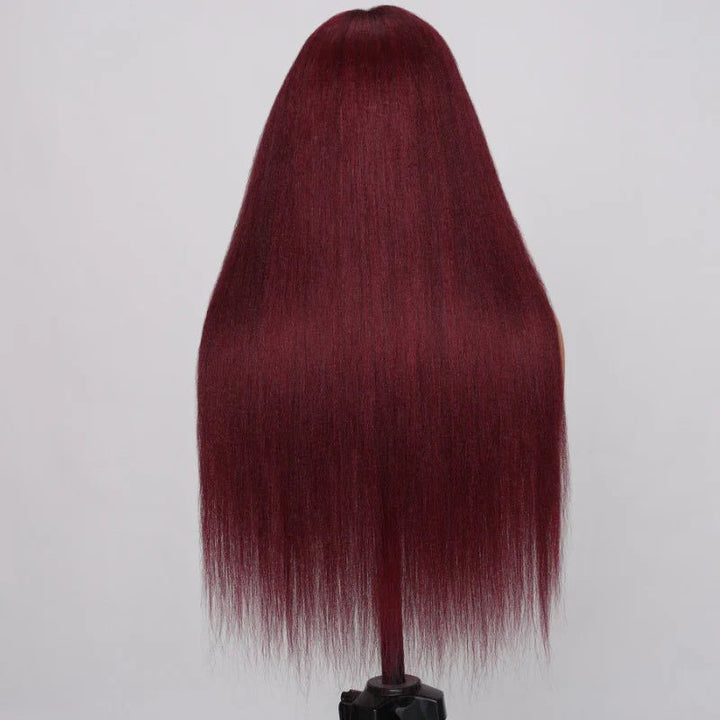 Msgem 99J Kinky Straight 13x6 Transparent Lace Frontal Wig For Black Women 180% Density - Msgem Hair