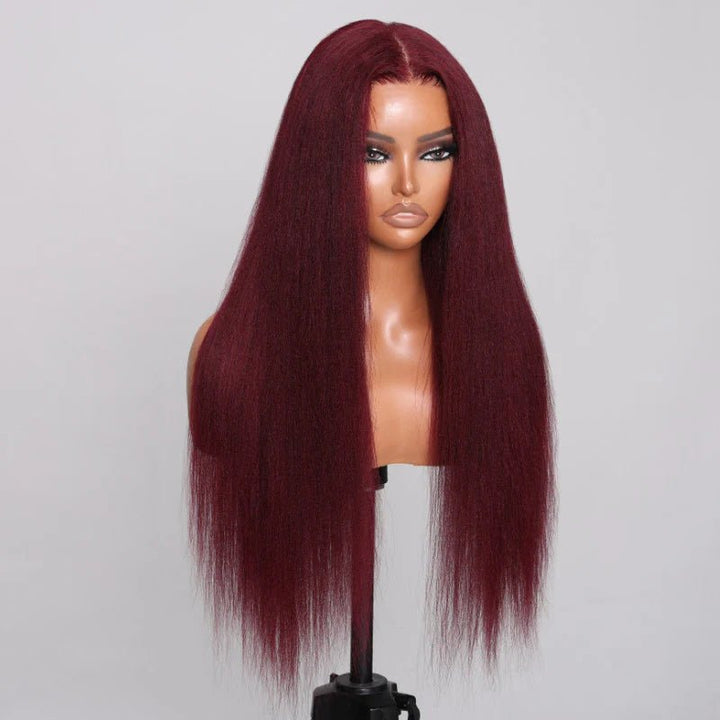 Msgem 99J Kinky Straight 13x6 Transparent Lace Frontal Wig For Black Women 180% Density - Msgem Hair