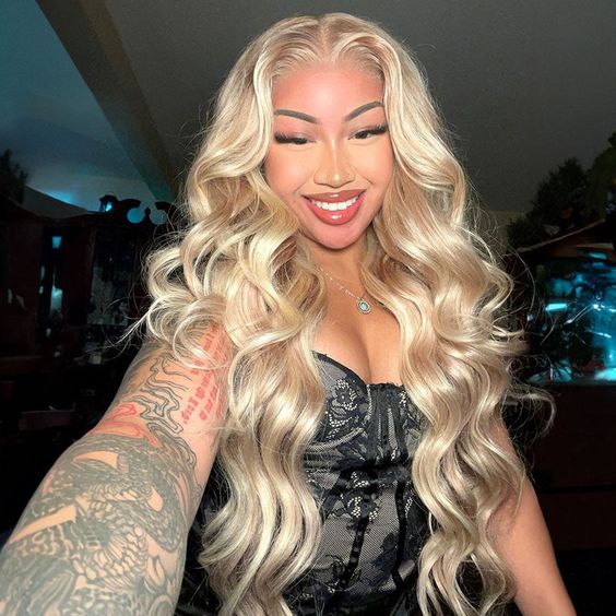 Msgem Blonde Wig with Brown Highlights 180% Hair Density 13x6 Lace Frontal Body Wave Wig Highly Recomend - Msgem Hair