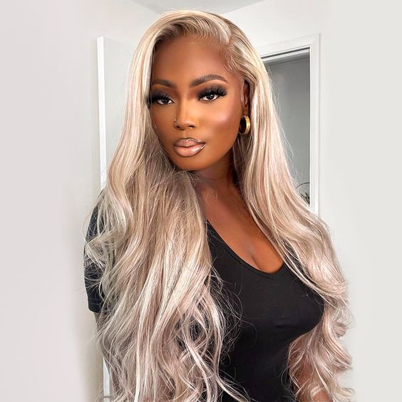 Msgem Blonde Wig with Brown Highlights 180% Hair Density 13x6 Lace Frontal Body Wave Wig Highly Recomend - Msgem Hair