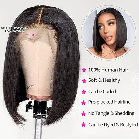 Msgem Bob Wig Human Hair 13x4 Lace Front Wig Virgin Human Hair 180% Hair Density - Msgem Hair