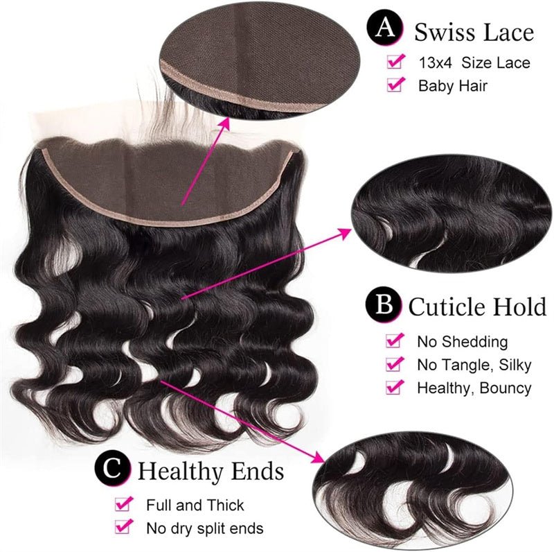 Msgem Body Wave 13x4 HD Lace Frontal Brazilian Virgin Hair Ear to Ear Lace Frontal Closure - Msgem Hair