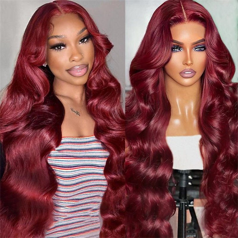 Msgem Body Wave 4x4 Lace Closure Wig 99J Colored Wigs HD Transparent 5x5 6x6 Human Hair Wig - Msgem Hair