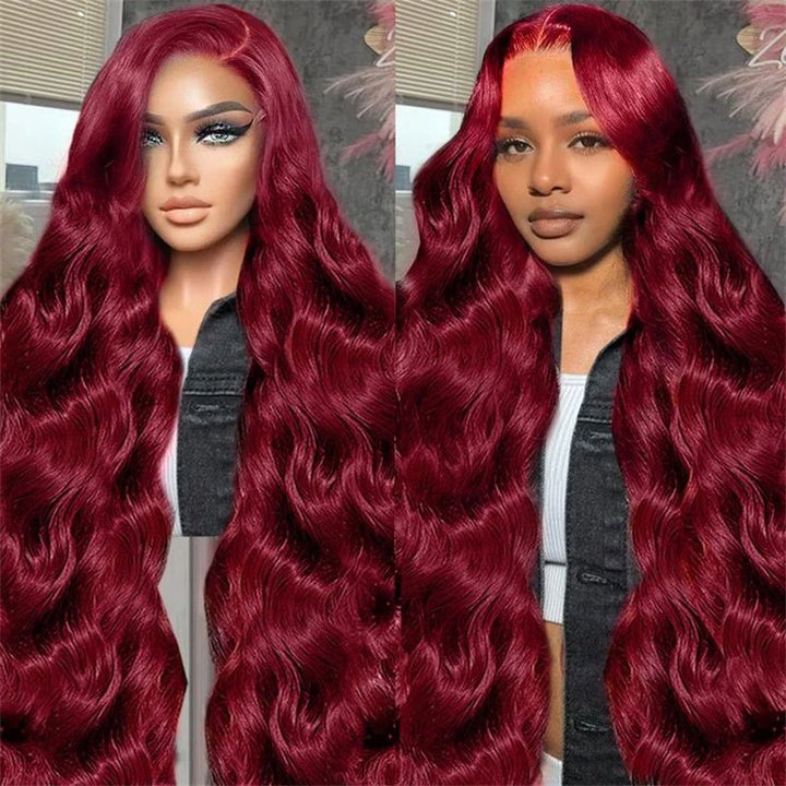 Msgem Body Wave 4x4 Lace Closure Wig 99J Colored Wigs HD Transparent 5x5 6x6 Human Hair Wig - Msgem Hair