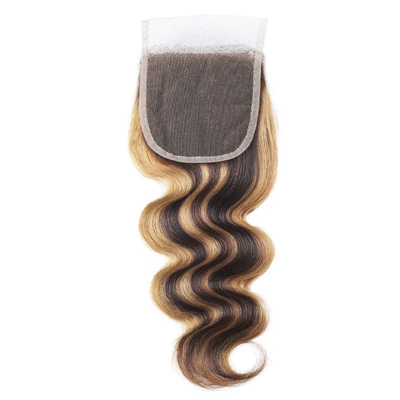 Msgem Body Wave 5x5 Lace Closure P4/27 Highlight Straight Hair Transparent HD Frontal Closure - Msgem Hair