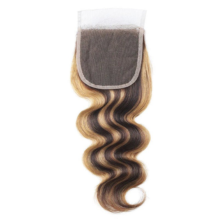 Msgem Body Wave 5x5 Lace Closure P4/27 Highlight Straight Hair Transparent HD Frontal Closure - Msgem Hair