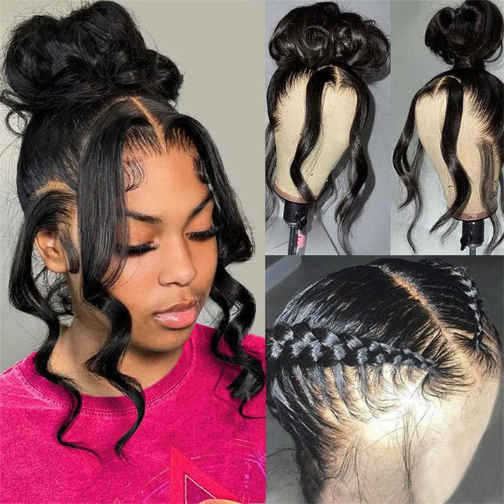 Msgem Body Wave Invisi - Drawstring Snug Fit 360 Full Frontal Wigs HD Transparent Glueless Human Hair Wigs - Msgem Hair