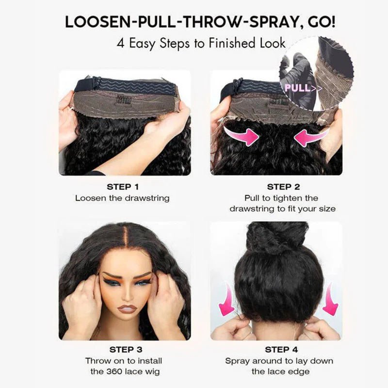 Msgem Body Wave Invisi - Drawstring Snug Fit 360 Full Frontal Wigs HD Transparent Glueless Human Hair Wigs - Msgem Hair