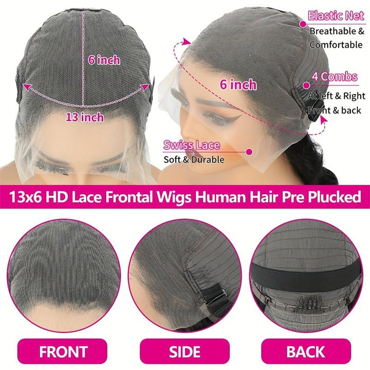 Msgem Body Wave Lace Front Wigs 13x6 HD Transparent Lace Frontal Wig Human Hair for Women - Msgem Hair