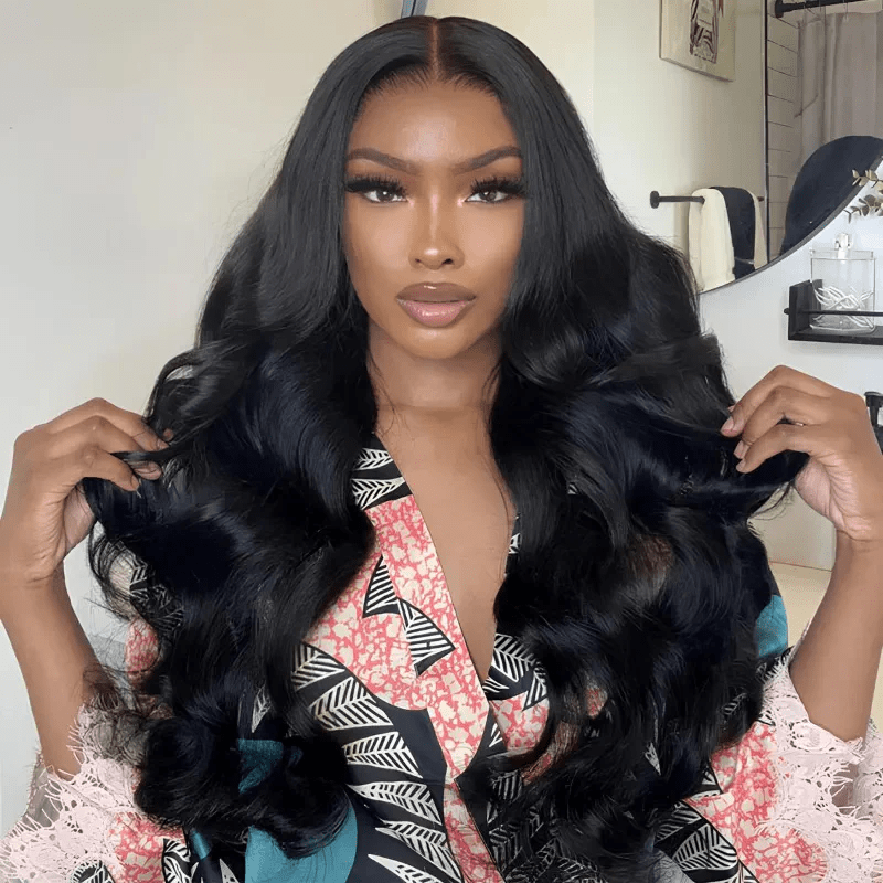Msgem Body Wave Lace Front Wigs 300% Density Pull Go Drawstring Human Hair Wigs With Natural Hairline - Msgem Hair