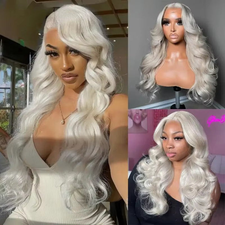 Msgem Body Wave Lace Frontal Wigs Platinum Blonde Wig #60 White Human Hair Wig - Msgem Hair