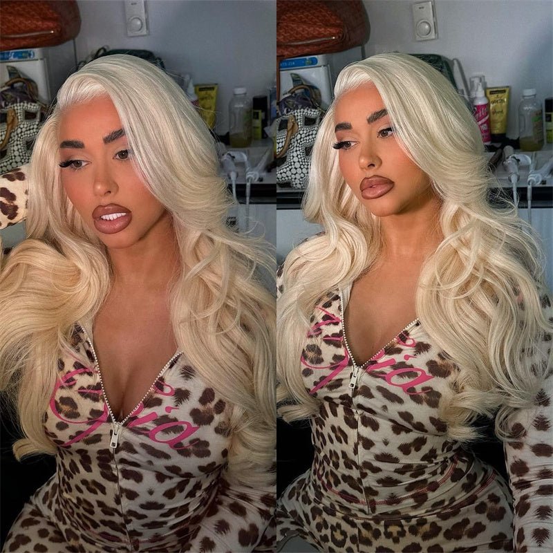 Msgem Body Wave Lace Frontal Wigs Platinum Blonde Wig #60 White Human Hair Wig - Msgem Hair